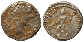 Septimius Severus, 193-211. Denarius (silver, 3.38 g, 16 mm), Rome. L SEPT SEV PERT AVG IMP X Laureate head of Septimius Severus right. Rev. MARTI PAC...
