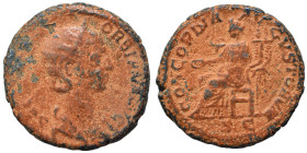 Orbiana, Augusta, 225-227. As (bronze, 9.30 g, 25 mm), Rome. SALL BARBIA ORBIANA AVG Diademed and draped bust of Orbiana to right. Rev. CONCORDIA AVGV...