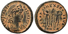 Constantine I, 307/310-337. Follis (bronze, 1.71 g, 16 mm), Nicomedia. CONSTANTI-NVS MAX AVG Pearl-diademed, draped and cuirassed bust of Constantine ...