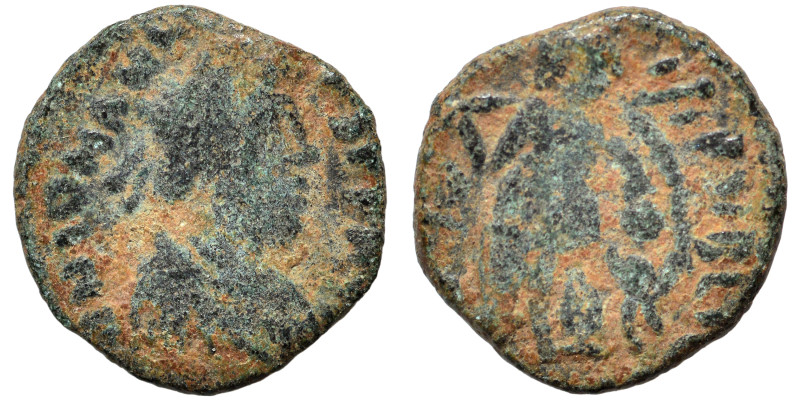 Johannes, usurper, 423-425. Ae (bronze, 0.85 g, 11 mm), Rome. D N IOHANNES P F A...