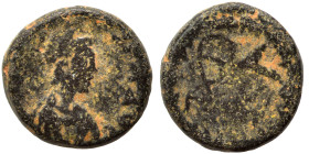 Marcian, 450-457. Nummus (bronze, 1.35 g, 10 mm). D N MARCIANVS P F AV Diademed, draped and cuirassed bust right. Rev. Monogram in wreath. Good fine.