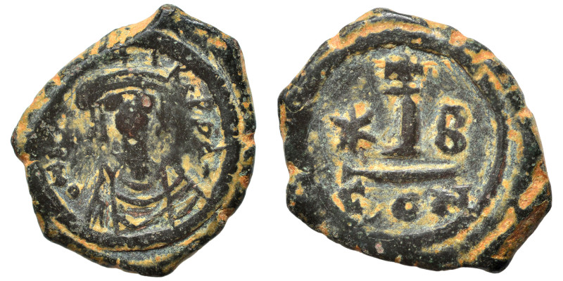 Maurice Tiberius, 582-602. Dekanummium (bronze, 3.59 g, 19 mm), Constantinople. ...