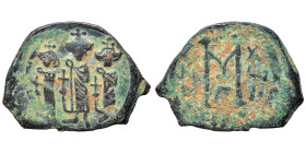 Heraclius, with Martina and Heraclius Constantine, 610-641. Follis (bronze, 5.05 g, 27 mm), Cyprus mint. Martina, Heraclius, and Heraclius Constantine...