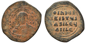 Anonymous, time of Basil II and Constantine VIII, 976-1028. Follis (bronze, 13.75 g, 33 mm), Constantinople. +EMMA-NOVHΛ bust of Christ facing, wearin...