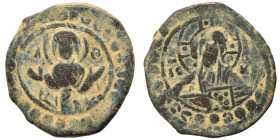 Anonymous Folles. temp. Alexius I, 1081-1118. Class K, Follis (bronze, 5.15 g, 23 mm), Constantinople. Facing bust of Christ Pantocrator. Rev. Facing ...