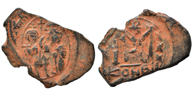 Arab Byzantine. Fals (bronze, 4.79 g, 29 mm), Imitating folles od Heraclius. Two...