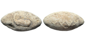 GREEK. Uncertain region. Sling bullet, 4th-1st centuries BC. (lead, 27.31 g, 32x16 mm). Scorpion. Rev. KAΛA. Metodi Manov, Nartsis Torbov: Lead Sling ...