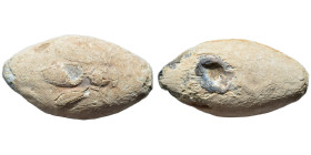 GREEK. Uncertain region. Sling bullet, 4th-1st centuries BC. (lead, 27.11 g, 29x16 mm). Bee. Rev. KAΛA. Metodi Manov, Nartsis Torbov: Lead Sling Bulle...