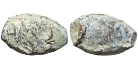 GREEK. Uncertain region. Sling bullet, 4th-1st centuries BC. (lead, 25.19 g, 24x15 mm). MANHΣ/EYAP. Weiss & Draskowski = Peter Weiss, Niels Draskowski...