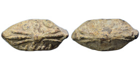 GREEK. Thrace. Sling bullet, 4th-1st centuries BC. (lead, 45.95 g, 38x19 mm). NIKH - ΦO Thunderbolt. From the collection of R. N. Draskowski.