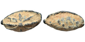 GREEK. Uncertain region. Sling bullet, 4th-1st centuries BC. (lead, 35.83 g, 34x18 mm). Star.