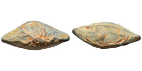 GREEK. Uncertain region. Sling bullet, 4th-1st centuries BC. (lead, 36.72 g, 34x17 mm). Scorpion.