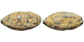 GREEK. Uncertain region. Sling bullet, 4th-1st centuries BC. (lead, 33.95 g, 34x16 mm).