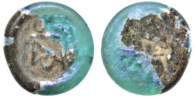 BYZANTINE. Circa 5-7th century. Weight (glass, 2.16 g, 19 mm). Monogram. Rev. Blank.