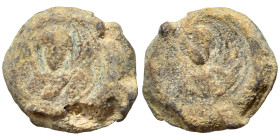 Byzantine seal (lead, 7.88 g, 17 mm). Nearly very fine.
