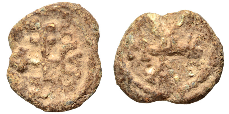 Byzantine seal (lead, 5.48 g, 20 mm). Nearly very fine.