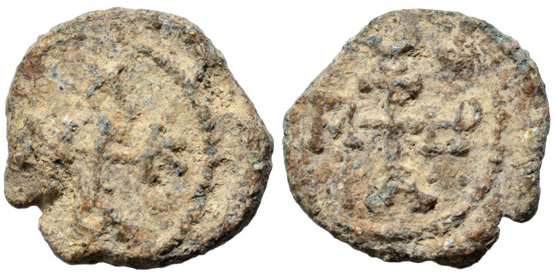 Byzantine seal (lead, 5.87 g, 19 mm). Nearly very fine.