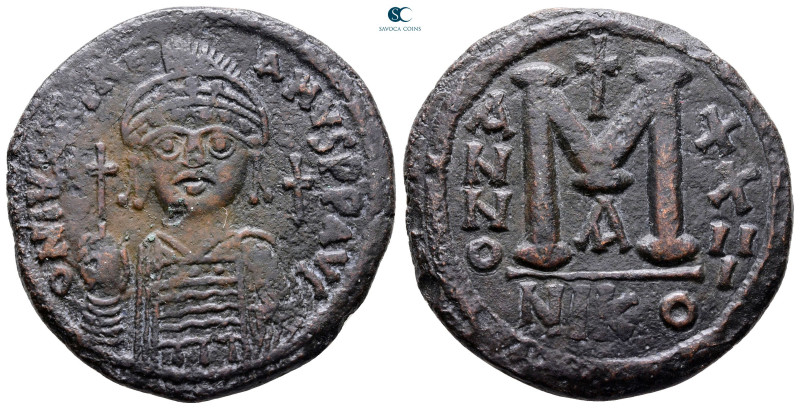 Justinian I AD 527-565. Nikomedia
Follis or 40 Nummi Æ

33 mm, 18,41 g


...