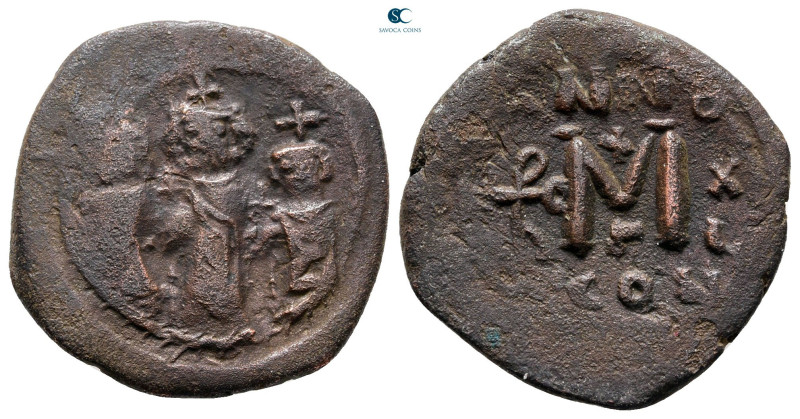 Heraclius, with Martina and Heraclius Constantine AD 610-641. Constantinople
Fo...