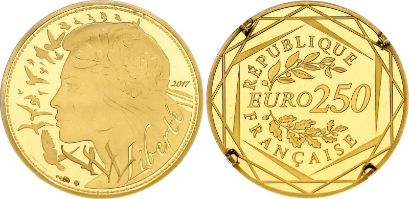 France 250 Euro 2017

KM# 2449, N# 102696; Gold (.998) 3.75 g, 23 mm, Proof; M...