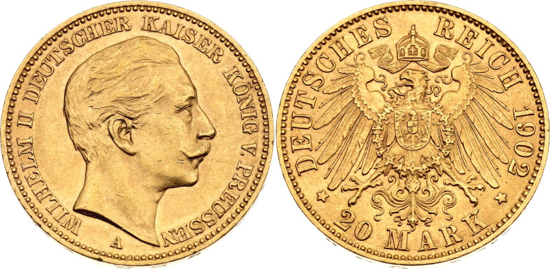 Germany - Empire Prussia 20 Mark 1902 A

KM# 521, J. 252, N# 21444; Gold (.900...