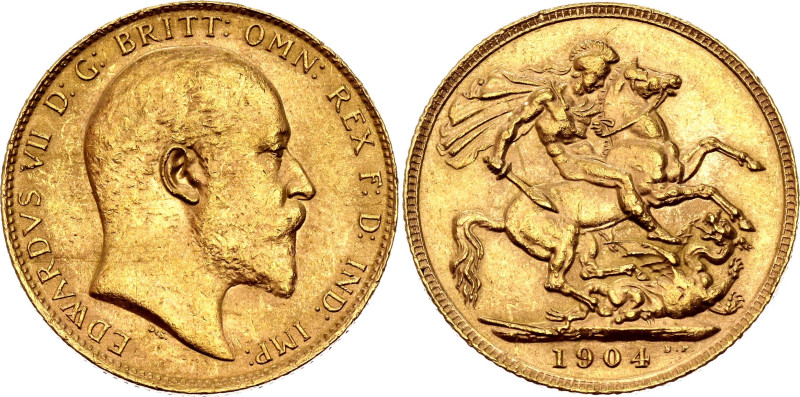 Great Britain 1 Sovereign 1904

KM# 805, N# 13226; Gold (.916) 7.99 g.; Edward...