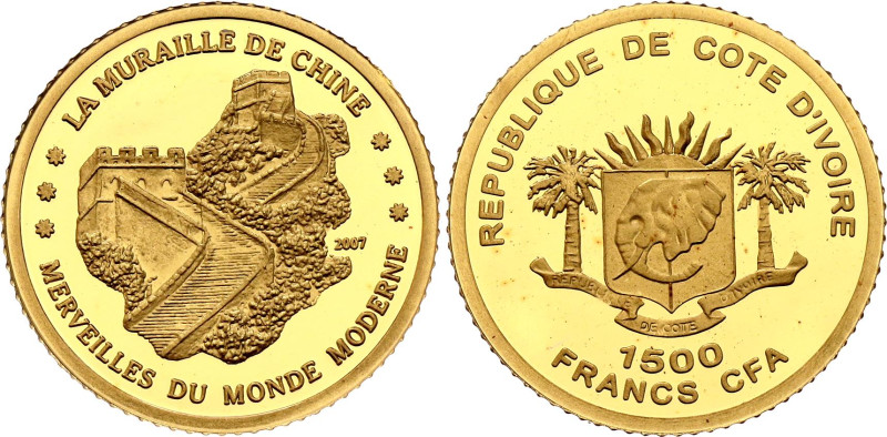 Ivory Coast 1500 Francs CFA 2007

KM# 41, N# 114985; Gold (.999) 1.00 g., Proo...