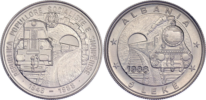 Albania 5 Leke 1988

KM# 61, N# 24464; Copper-nickel; 42nd Anniversary of the ...