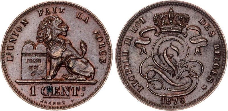 Belgium 1 Centime 1876

KM# 33.1, LA# BFM-3, N# 517; Type: French text; Copper...