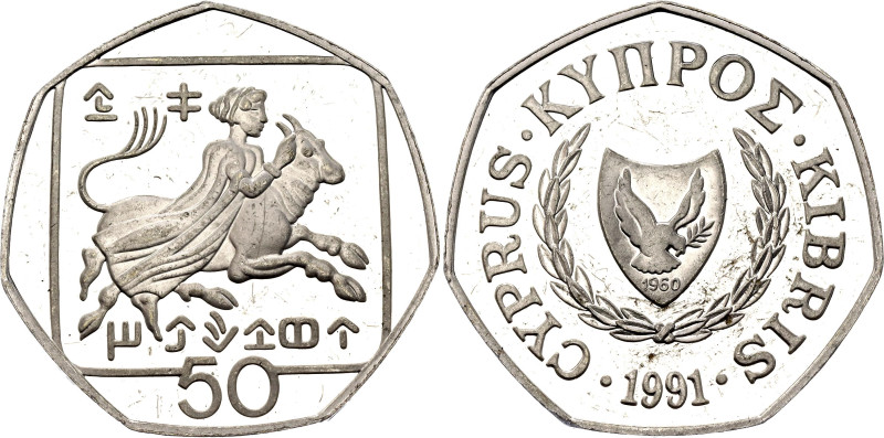 Cyprus 50 Cents 1991

KM# 66a, N# 46754; Silver 7.05 g., Proof; Abduction of E...