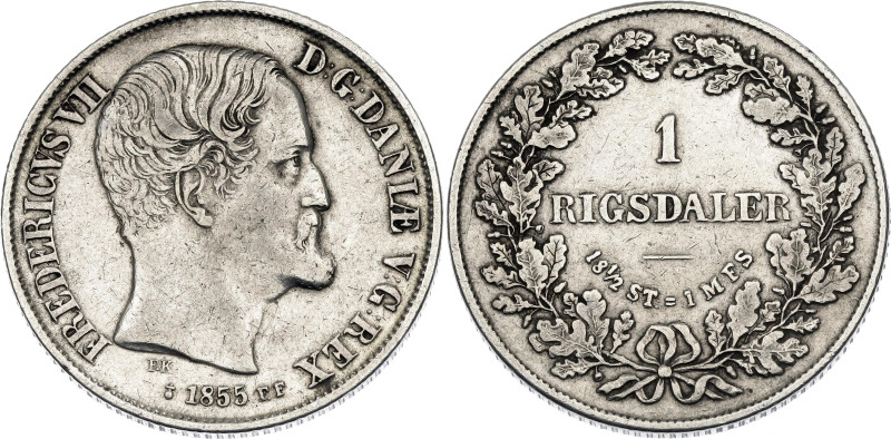 Denmark 1 Rigsdaler 1855 FF

KM# 760.2, N# 22192; Silver 14.33 g.; Frederik VI...