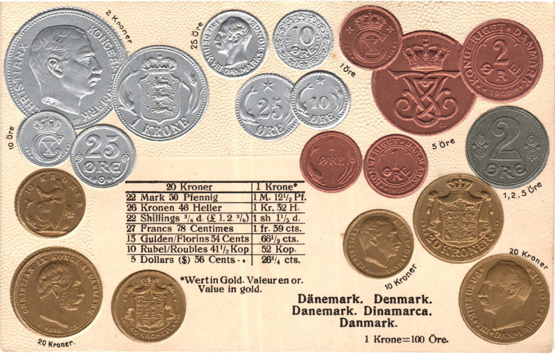 Denmark Post Card "Coins of Denmark" 1912 - 1937 (ND)

Carton; Denmark Coinage...