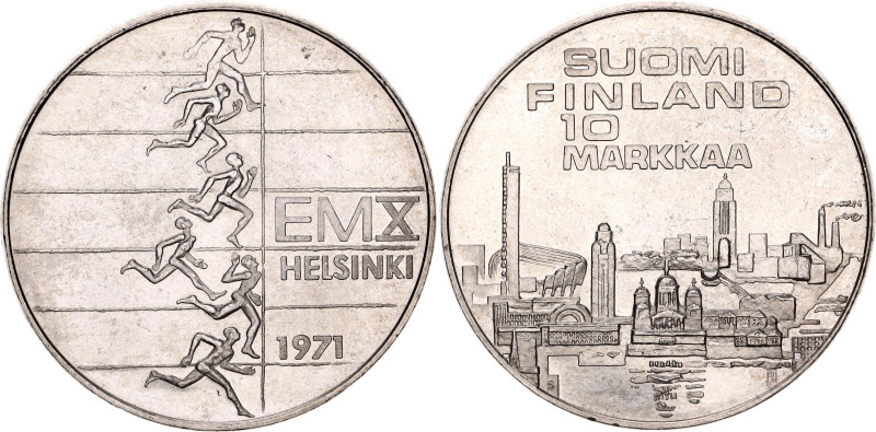 Finland 10 Markkaa 1971

KM# 52, Schön# 61, N# 10930; Silver 24.10 g.; 10th Eu...