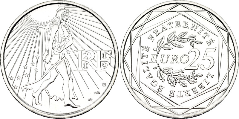 France 25 Euro 2009

KM# 1581, N# 7349; Silver 18.00 g.; La Semeuse - The Sowe...