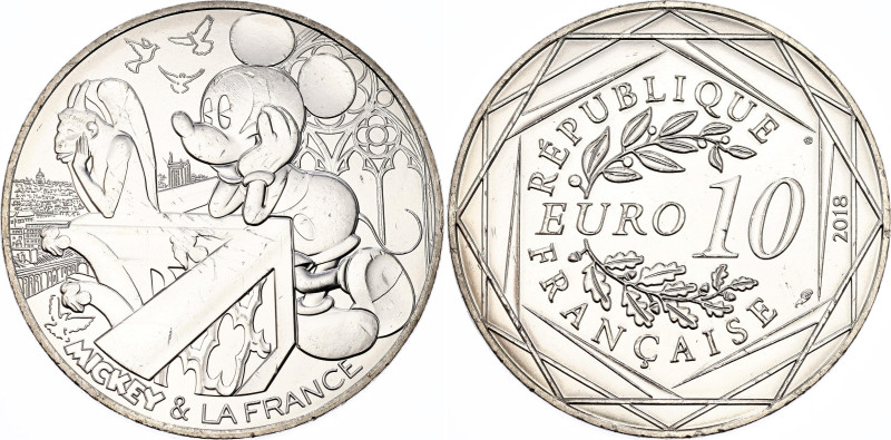 France 10 Euro 2018

KM# 2473, N# 149893; Billon; Mickey - Notre-Dame de Paris...