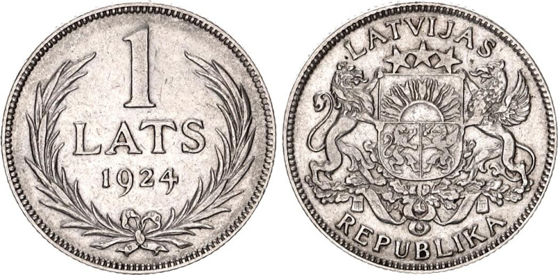 Latvia 1 Lats 1924

KM# 7, Schön# 7, N# 6593; Silver 4.94 g.; XF