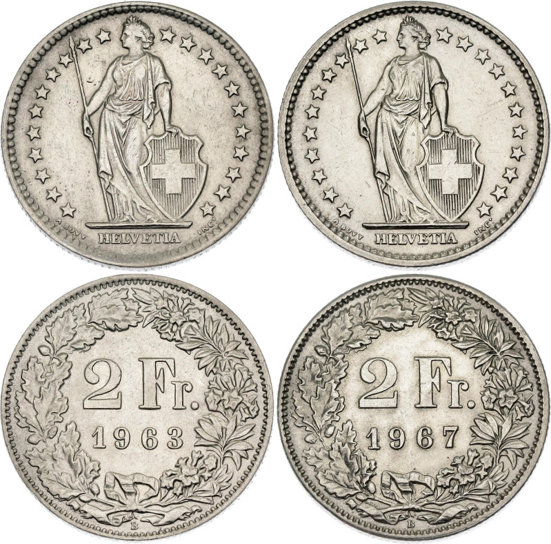 Switzerland 2 x 2 Francs 1963 - 1967 B

KM# 21, HMZ 2# 1202, N# 188; Silver., ...