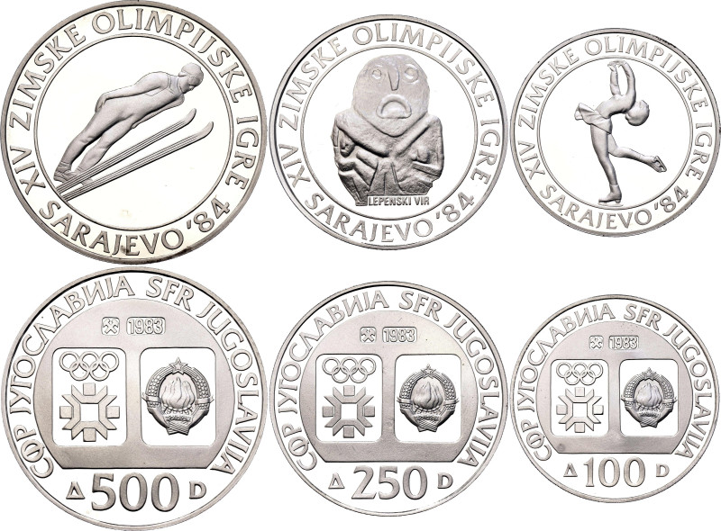 Yugoslavia 100 - 250 - 500 Dinara 1983

KM# 98, 100, 102; Total Weight: Silver...