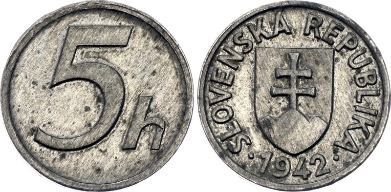 Slovakia 5 Halierov 1942

KM# 8, N# 14333; Zinc; UNC