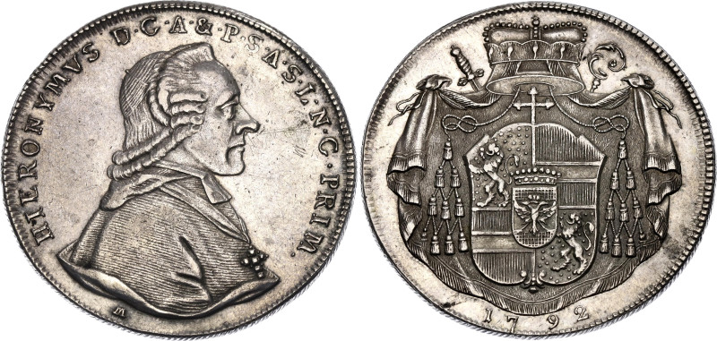 Austrian States Salzburg 1 Taler 1792 M

KM# 465, Dav# 1265; Silver 28.05 g; H...