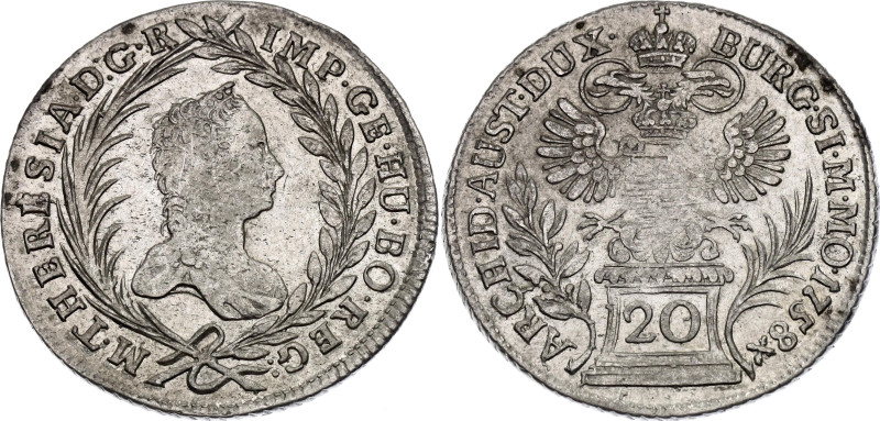 Bohemia 20 Kreuzer 1758

KM# 768, N# 39188; Silver 6.68 g.; Maria Theresia; Pr...