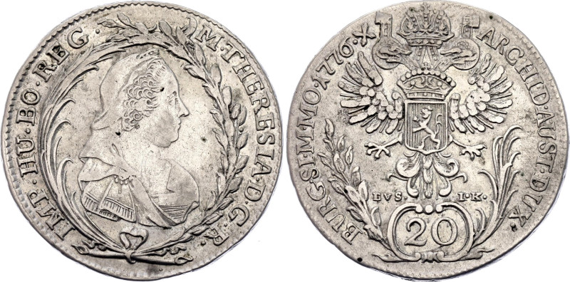 Bohemia 20 Kreuzer 1776 EVS IK

KM# 800, N# 22117; Silver 6.68 g.; Maria There...