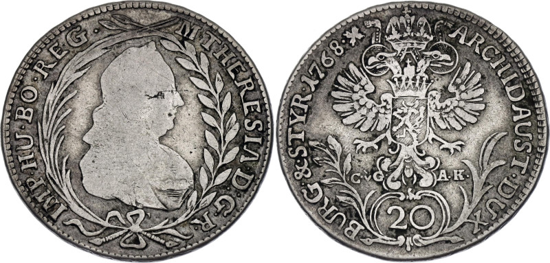 Austria 20 Kreuzer 1768 CVG AK

KM# 540x, N# 160825; Silver 6.68 g.; Maria The...