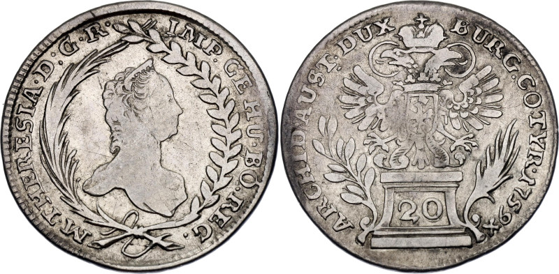 Austria 20 Kreuzer 1759 Double Strike

KM# 1813, N# 137950; Silver 6.68 g.; Ma...