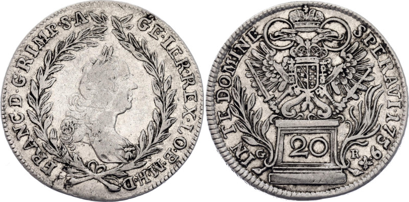 Austria 20 Kreuzer 1759 GR

KM# 2028, N# 39191; Silver 6.68 g.; Franz I; Graz ...