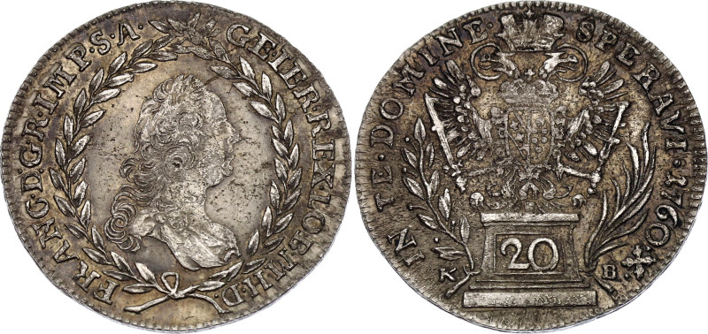 Austria 20 Kreuzer 1760 KB

KM# 2028, N# 39191; Silver 6.68 g.; Franz I; Kremn...