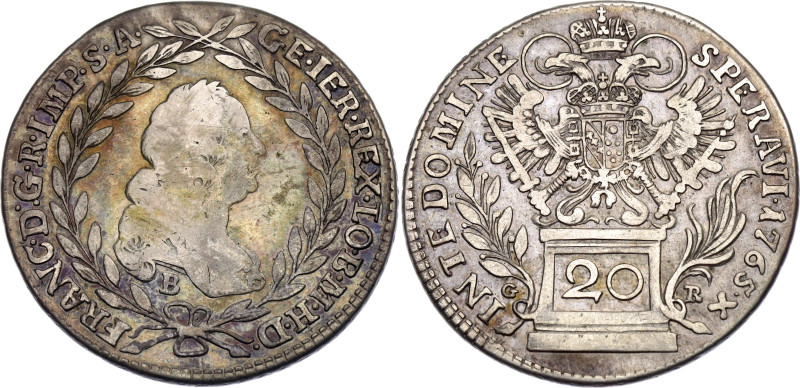 Austria 20 Kreuzer 1765 (1767) GR B

KM# 2029; Silver 6.68 g.; Franz I; Graz M...