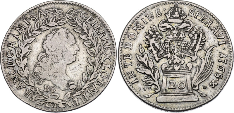 Austria 20 Kreuzer 1765 (1772) BG EVM D

KM# 2030; Silver 6.68 g.; Franz I; Kr...