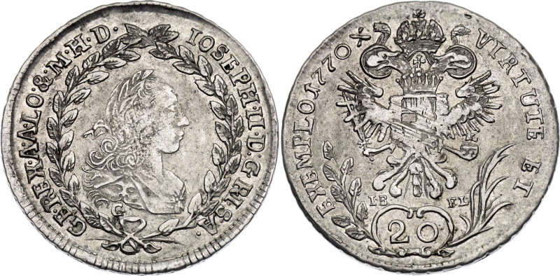 Austria 20 Kreuzer 1770 G IB FL

KM# 2067.1, N# 22599; Silver 6.68 g.; Joseph ...