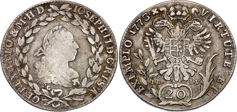 Austria 20 Kreuzer 1773 G IB IV

KM# 2067.1, N# 22599; Silver 6.68 g.; Joseph ...